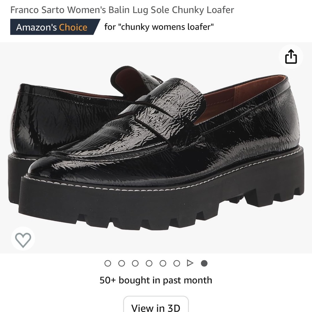 Franco Sarto Black Patent Lug Sole Chunky Loafer